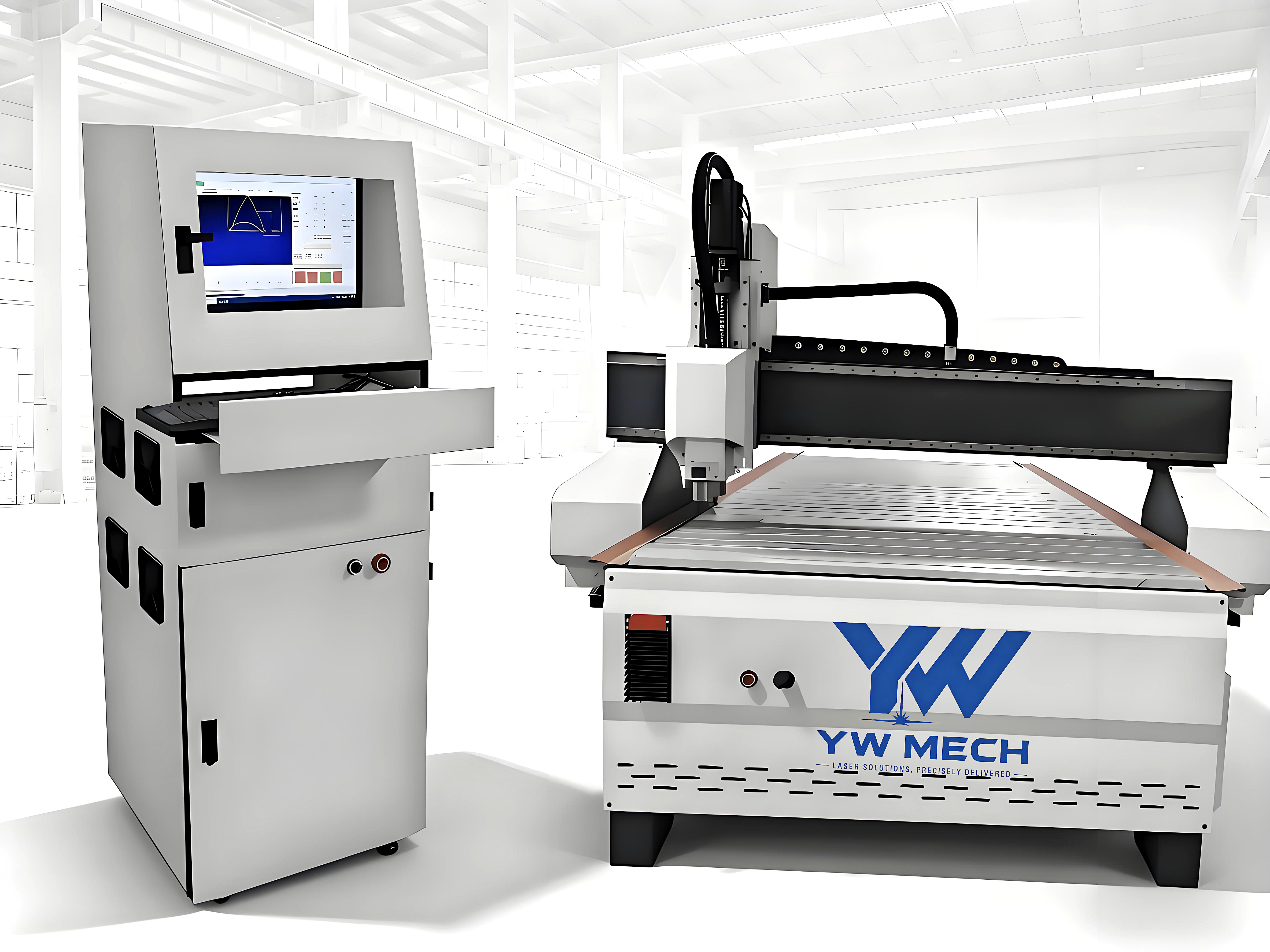 Set of precision laser cutting nozzles and lenses, organized on white surface, close-up view